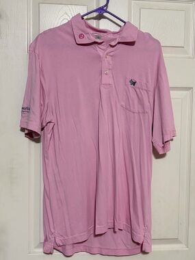 Peter Millar Scotty Cameron Men's Light Pink Polo Shirt with Chest Pocket